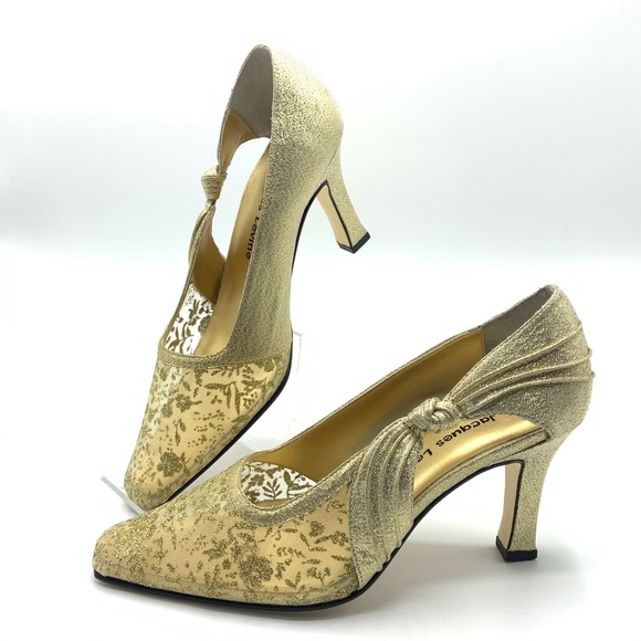 Jacques Levine Shoes - Jacques Levine Gold Mesh Heels Women's Size 7M EUC